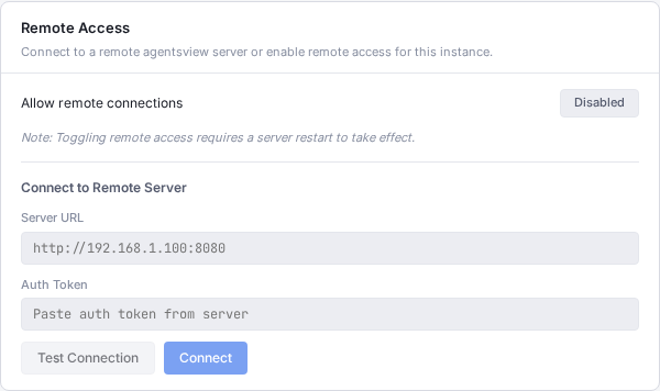 Settings remote access